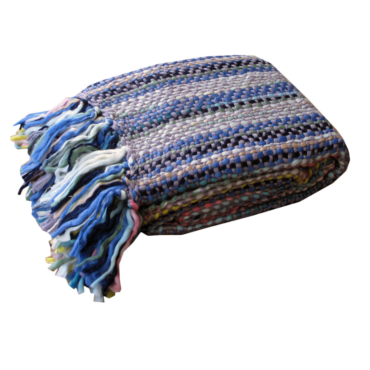 Riley Acrylic Knitted Throw Rug with Fringe 127 x 152 cm - Multi-Colour - SuperSaverAU - view 1