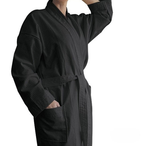 Jason Waffle Polyester Cotton Kimono 240GSM One Size Fit Most - Ebony - SuperSaverAU - view 1