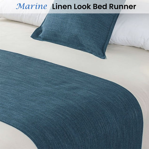 Jason Linen Look Marine Bed Runner 165x60cm Reversible 330gsm - SuperSaverAU - view 1