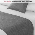Jason Linen Look Pewter Bed Runner 165 x 60 cm, Reversible, 330gsm - SuperSaverAU - view 2