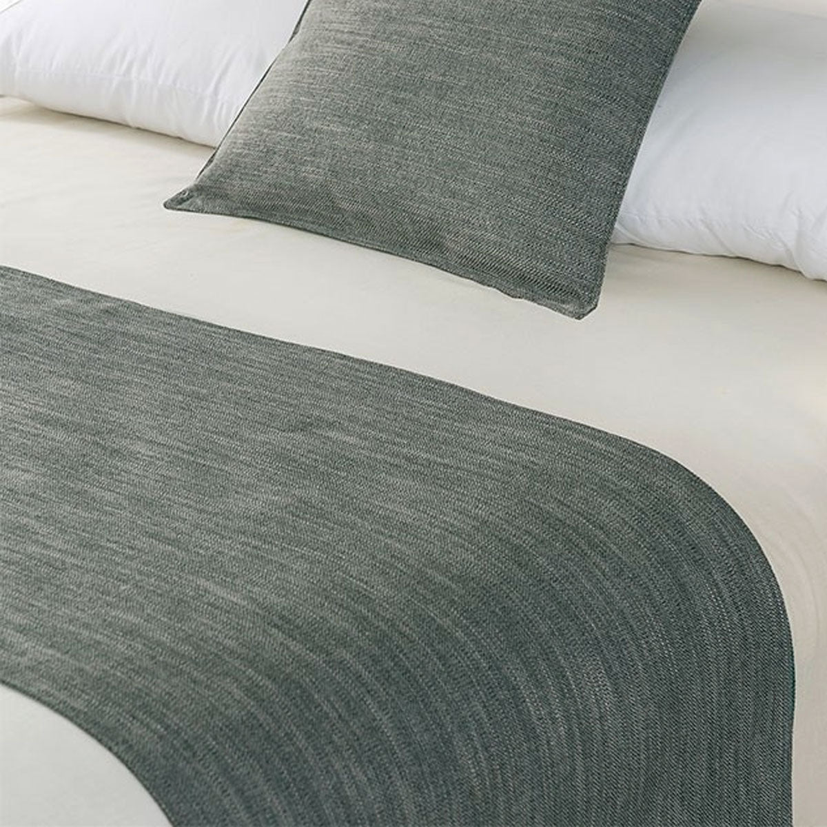 Jason Linen Look Pewter Bed Runner 225 x 60 cm - Reversible, 330gsm - SuperSaverAU - view 1