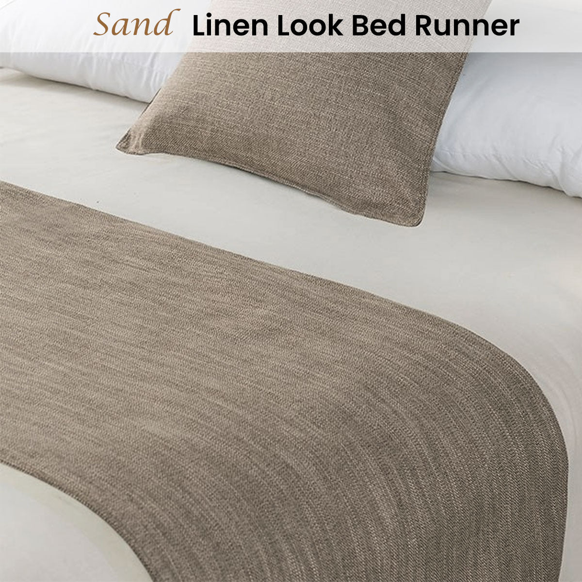 Jason Linen Look Sand Bed Runner 225x60cm - Reversible, 330gsm, Textured Design - SuperSaverAU - view 2