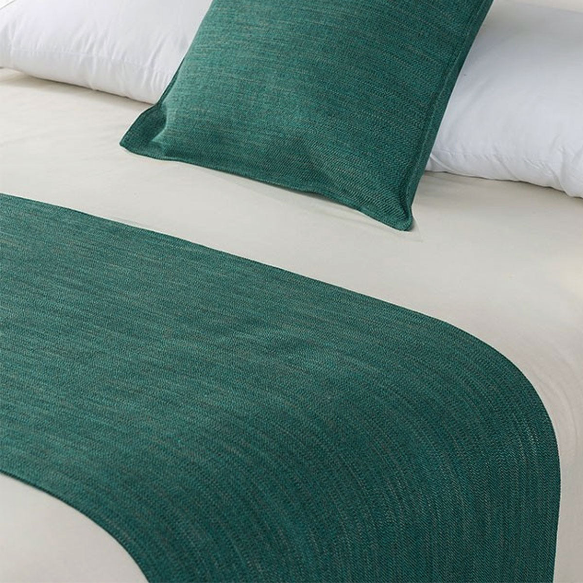 Jason Linen Look Teal Bed Runner 165 x 60 cm, Reversible, 330gsm - SuperSaverAU - view 1
