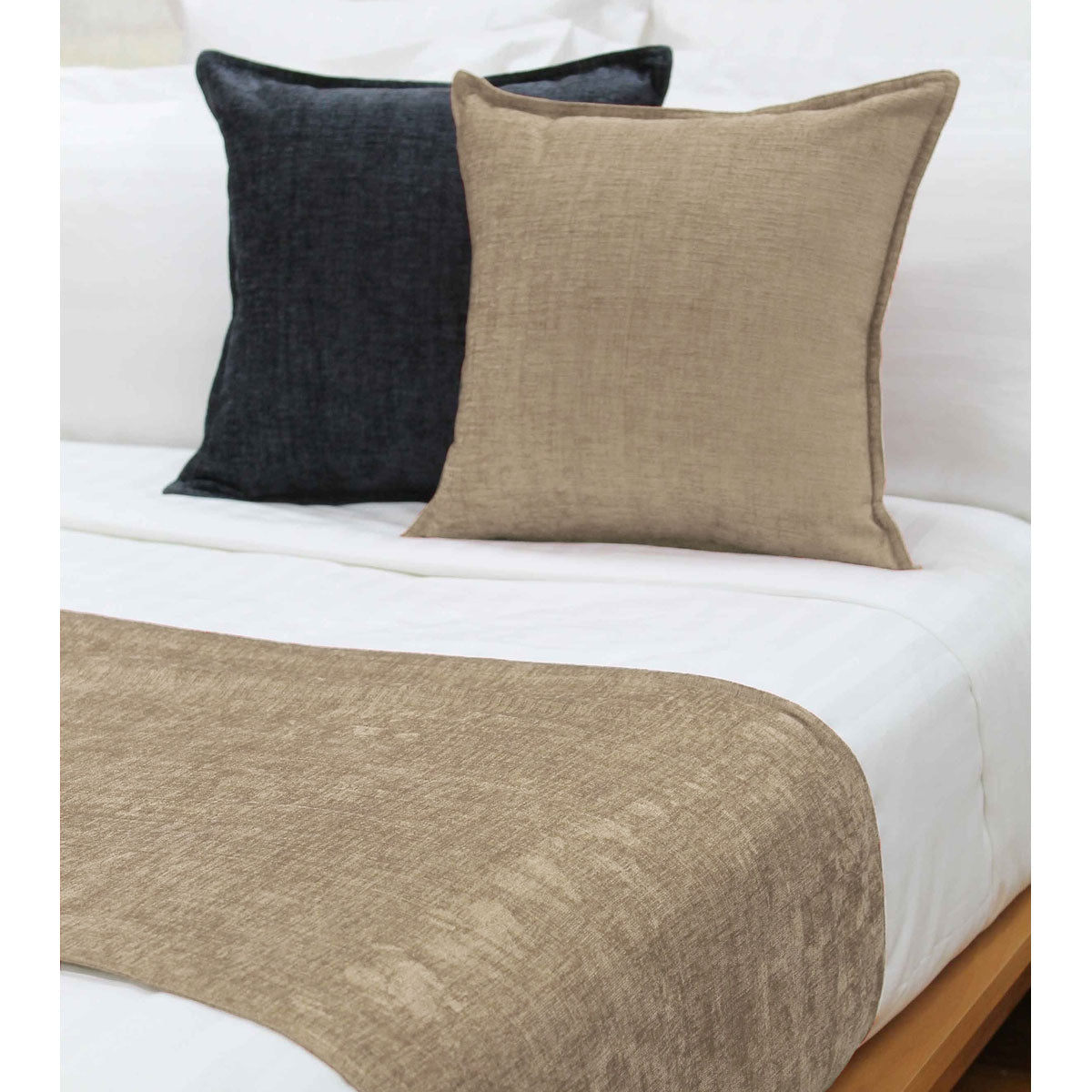 Jason Parker Mocha Bed Runner 255 x 58 cm Chenille Design Reversible - SuperSaverAU - view 1