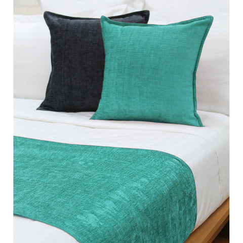 Jason Parker Turquoise Bed Runner 225 x 58 cm - Chenille Design, Reversible - SuperSaverAU - view 1