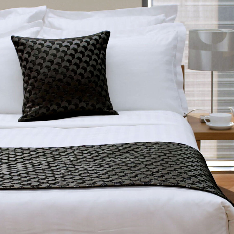 Jason Regency Black Bed Runner 165x60 cm, Geometric Texture, 600GSM - SuperSaverAU - view 1