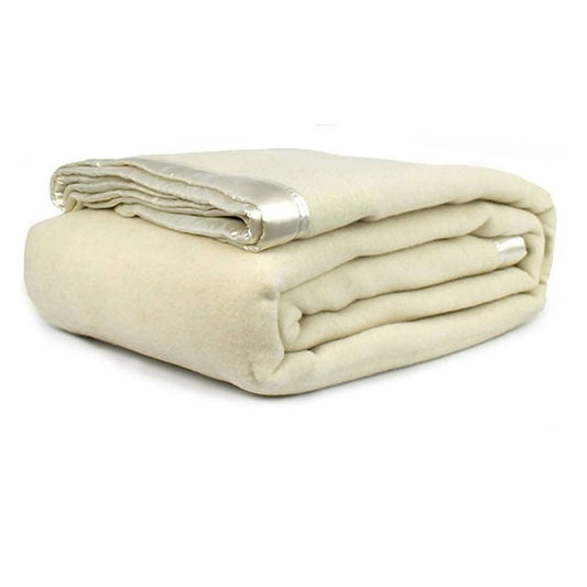 Jason 400GSM Australian Washable Wool Blanket Ivory 200 x 258cm