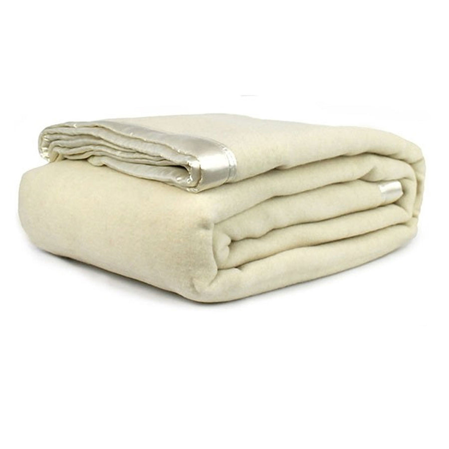 Jason 400GSM Australian Washable Wool Blanket Ivory 200 x 258cm - SuperSaverAU - view 1