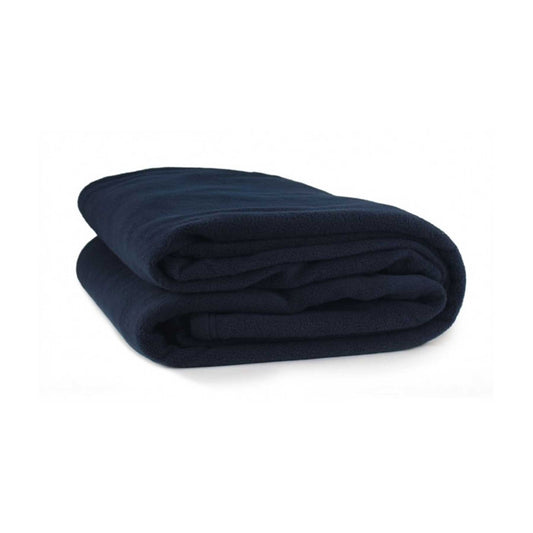 Jason Polar Fleece Blanket Navy - 225 x 245 cm, Solid Colour, Double Stitched