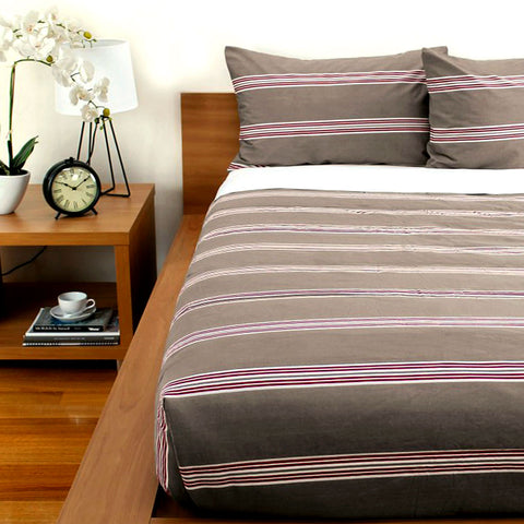 Jason Hudson Stripe Almond Comforter Set King - Reversible, Easy Care, 240x210 cm - SuperSaverAU - view 1