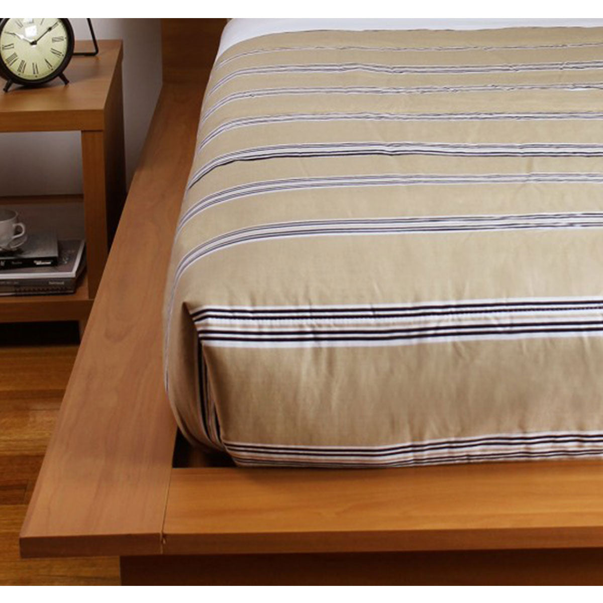 Jason Hudson Stripe Latte Comforter King - Reversible, Easycare Polyester Cotton - SuperSaverAU - view 1