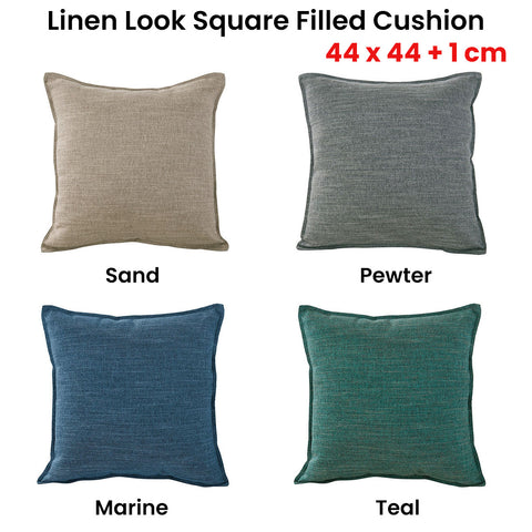 Jason Linen Look Square Filled Cushion 44 x 44 + 1 cm - Textured Design, Pewter - SuperSaverAU - view 1