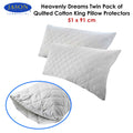 Jason Quilted Cotton King Pillow Protectors Twin Pack 51 x 91 cm - Dust Mite & Stain Resistant - SuperSaverAU - view 2