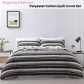 Jason Brighton Charcoal Quilt Cover Set King - Stripes Print, Diamond Pattern - SuperSaverAU - view 2