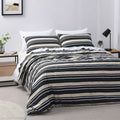 Jason Brighton Charcoal Quilt Cover Set Queen - Stripes Print, 50% Cotton/Polyester - SuperSaverAU - view 2