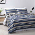 Brighton Midnight Blue Quilt Cover Set - Queen, Stripes Design, 50% Cotton/Polyester - SuperSaverAU - view 2