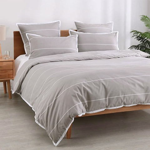 Jason Calista Hazel Quilt Cover Set, Super King, Stripes Design, Easy-Care Fabric - SuperSaverAU - view 1