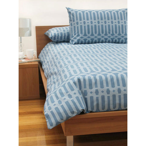 Jason Linx Denim Quilt Cover Set Queen - Geometric Print, Soft Polyester/Cotton - SuperSaverAU - view 1