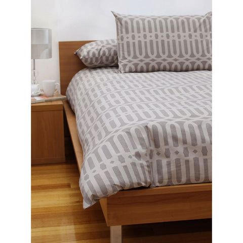 Jason Linx Sand Quilt Cover Set Queen - Geometric Print, Easy-Care Polyester/Cotton - SuperSaverAU - view 1