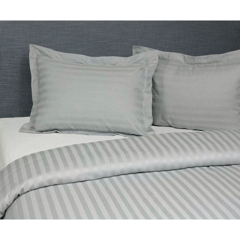 Jason Silver Satin Stripe Tailored Quilt Cover Set King - 250TC, Easy Care - SuperSaverAU - view 1
