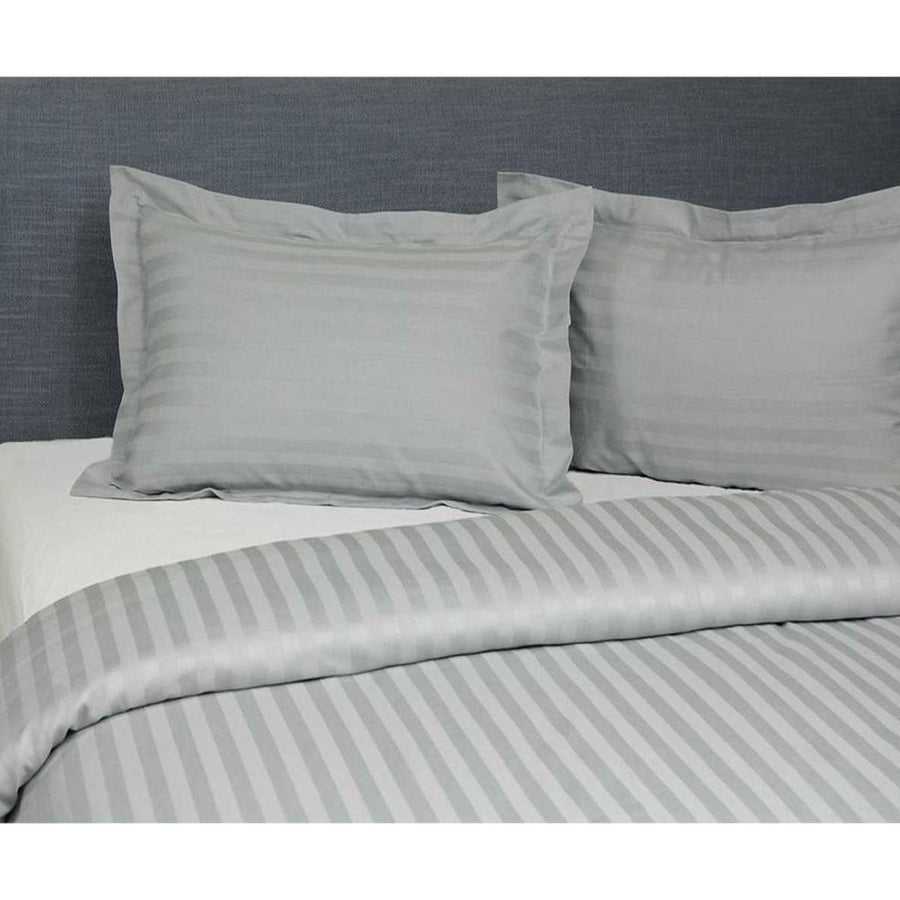 Jason Silver Satin Stripe Tailored Quilt Cover Set King - 250TC, Easy Care - SuperSaverAU - view 1