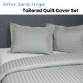 Jason Silver Satin Stripe Tailored Quilt Cover Set King - 250TC, Easy Care - SuperSaverAU - view 2