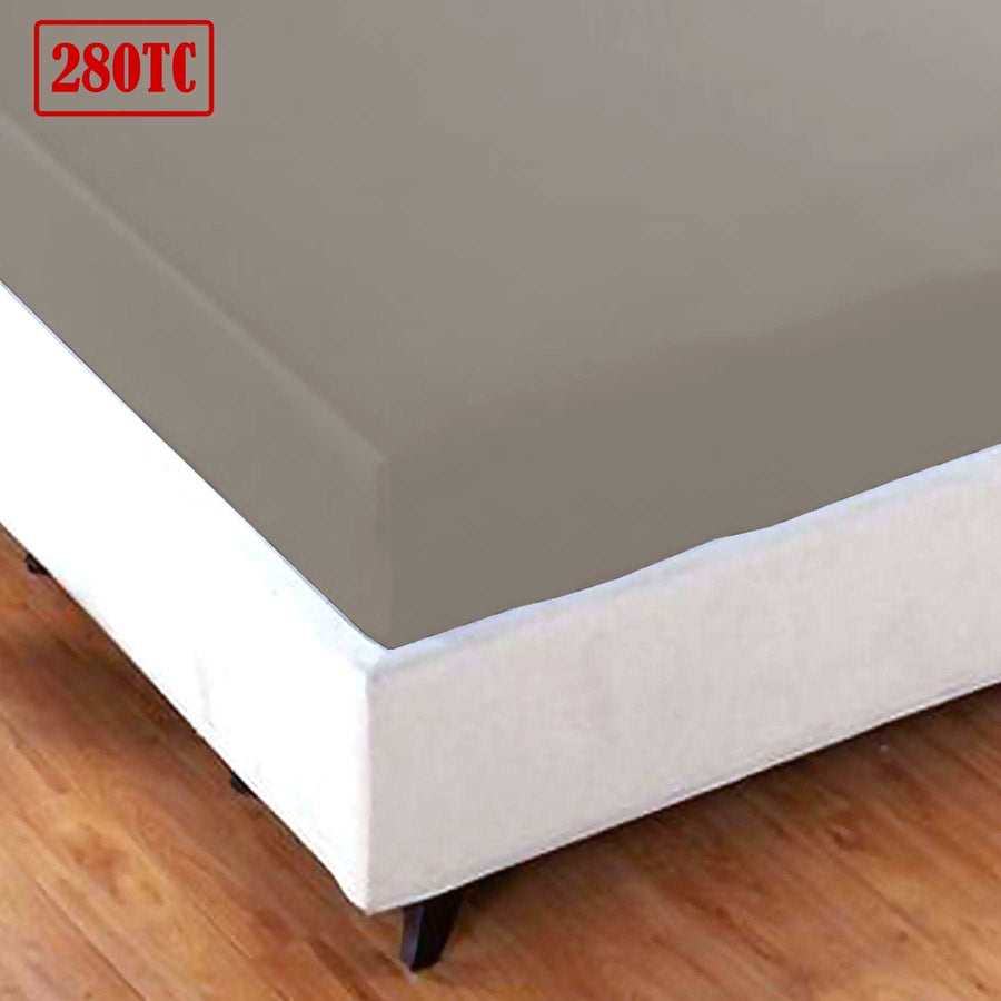 Jason Crisp Polyester Cotton Fitted Sheet Mocha King - 280 TC Percale, Easy Care - SuperSaverAU - view 1