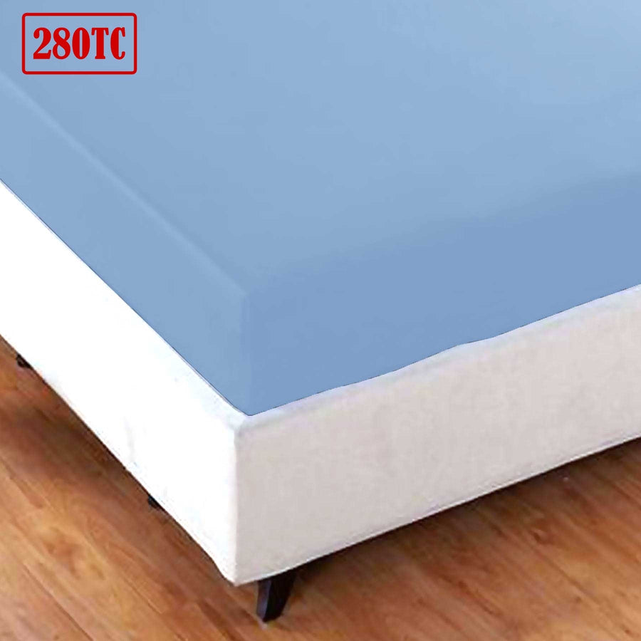 Jason Crisp Polyester Cotton Fitted Sheet Spring Blue - King, 280 TC Percale - SuperSaverAU - view 1