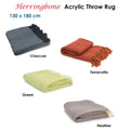 Premium Herringbone Acrylic Throw with Fringed Edges - Heather, 130 x 180cm