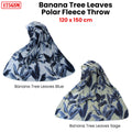 Premium Polar Fleece Throw Rug with Banana Leaves Print - Sage, 120 x 150cm