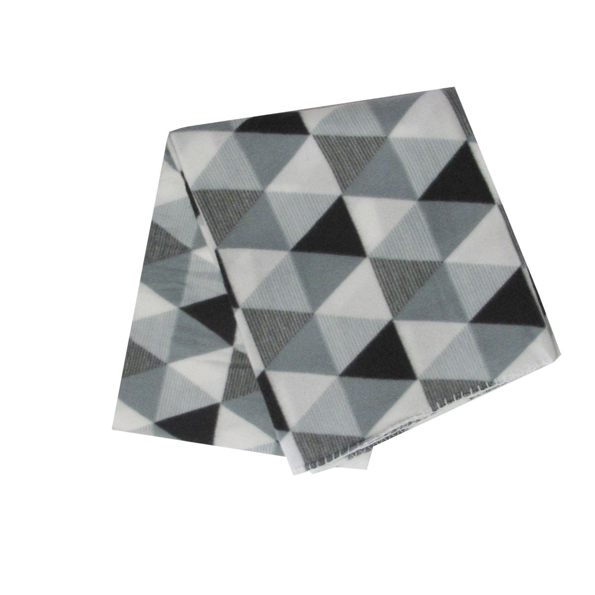 Premium Polar Fleece Throw Rug with Triangle Geometric Print - Grey, 120 x 150cm
