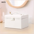 Jewelry Box Organizer with Mirror, 3 Layers, 2 Drawers, Lock, 18.5x15.5x12.5cm - SuperSaverAU - view 3
