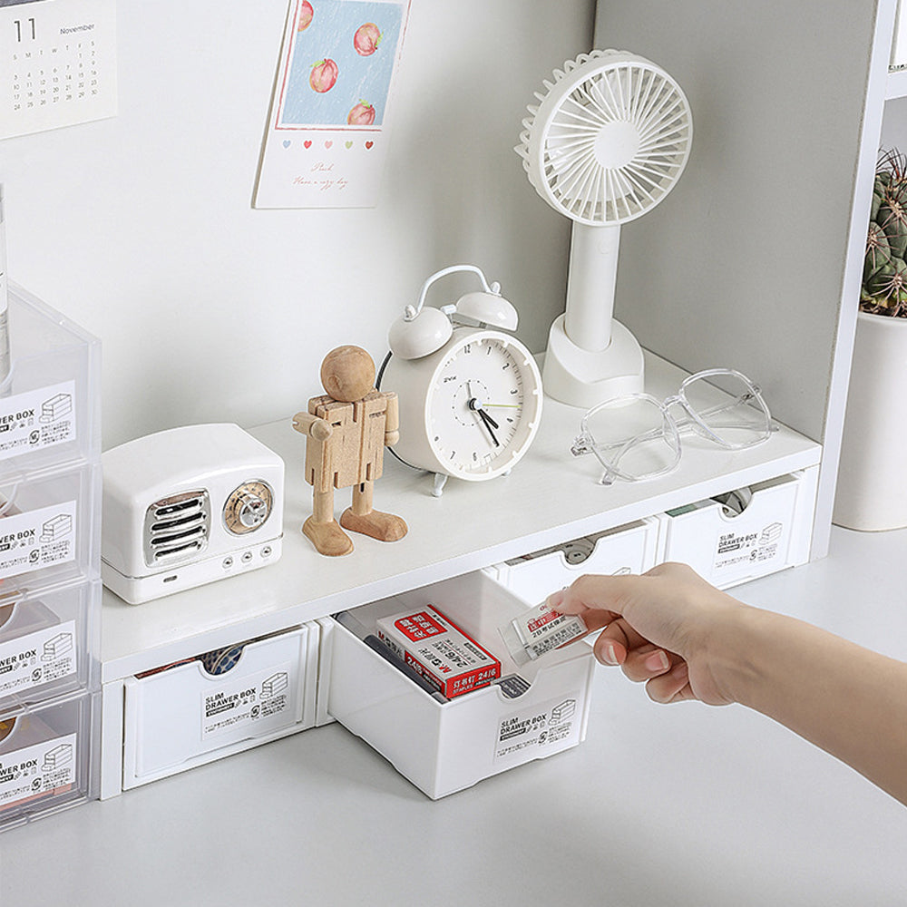 4 Pcs Set Stackable Desktop Storage Box Drawer, 18.4cm x 11.7cm x 6.6cm, Clear