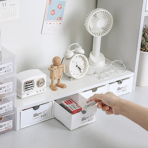 4 Pcs Set Stackable Desktop Storage Box Drawer, 18.4cm x 11.7cm x 6.6cm, Clear - SuperSaverAU - view 2