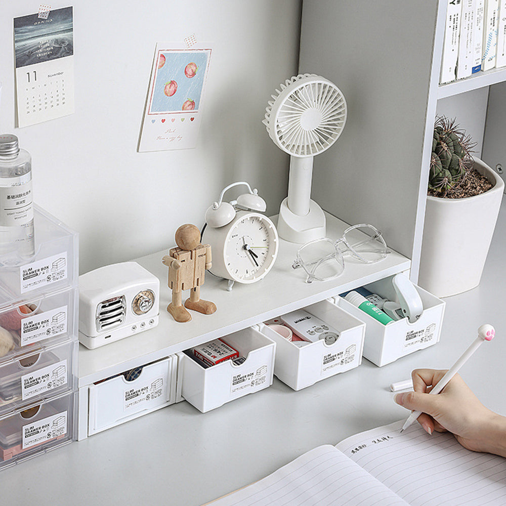 4 Pcs Set Stackable Desktop Storage Box Drawer, 18.4cm x 11.7cm x 6.6cm, Clear