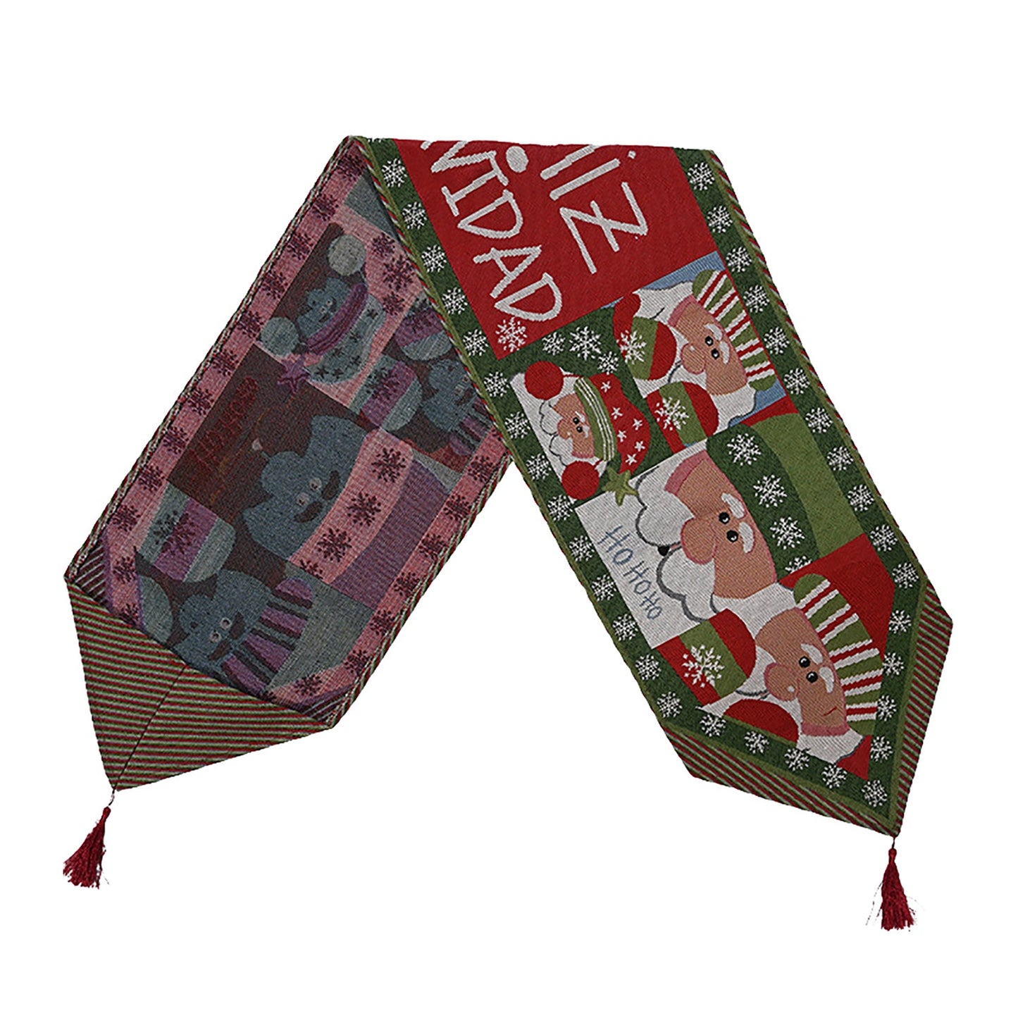 Christmas Table Runner 180 * 35CM Knitted Cloth with Santa, Elk & Tree Designs