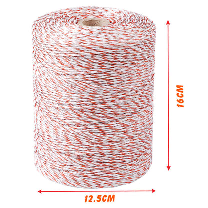 V465 500m Roll Polywire Electric Fence - 9 Strand Stainless Steel, Red & White
