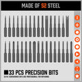 33 PC PRECISION SCREWDRIVER SET BITS PHILIP FLAT SLOTTED TORX HEX ELECTRONIC FIX - SuperSaverAU - view 5