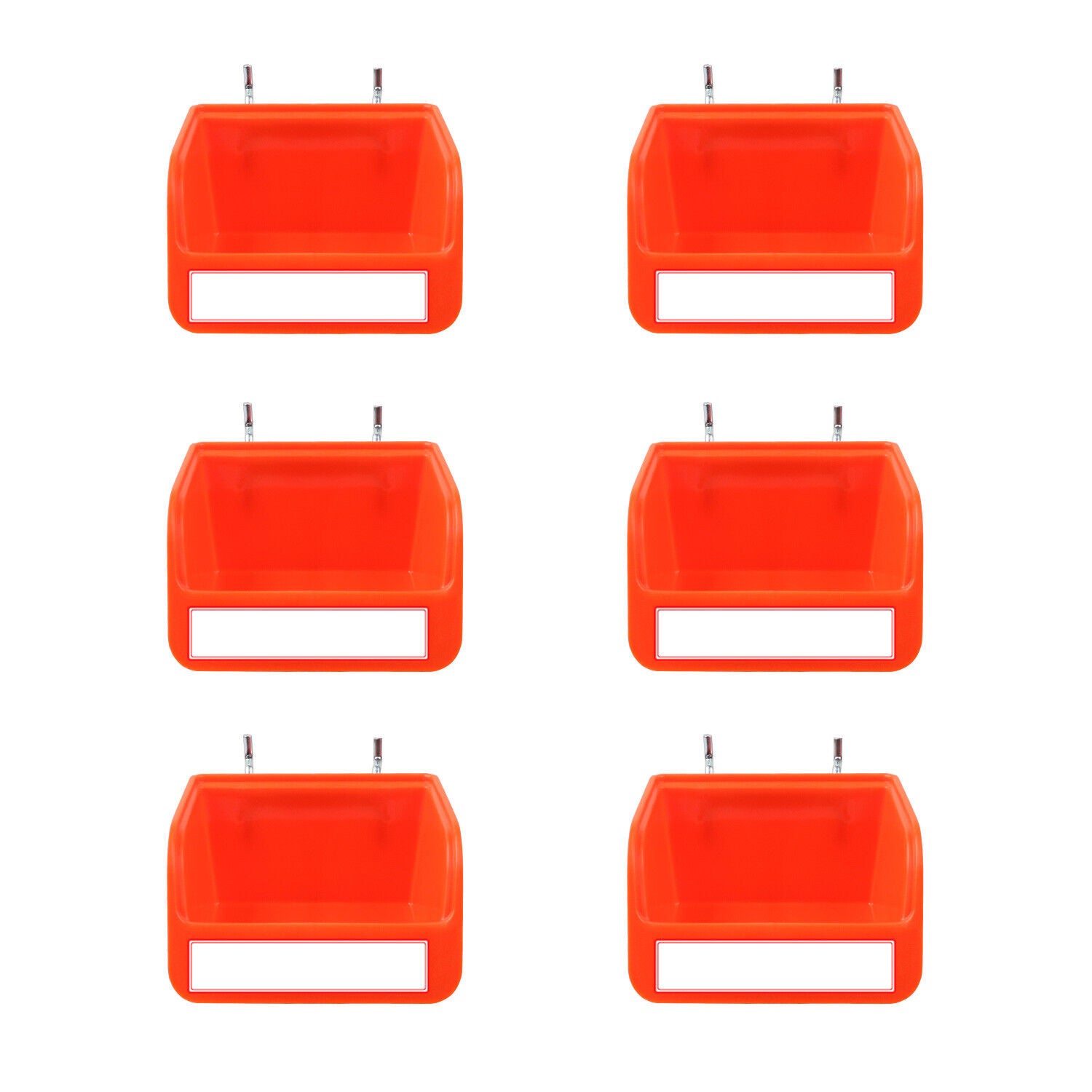 Premium 6 Pack Pegboard Storage Bins with Steel Hooks