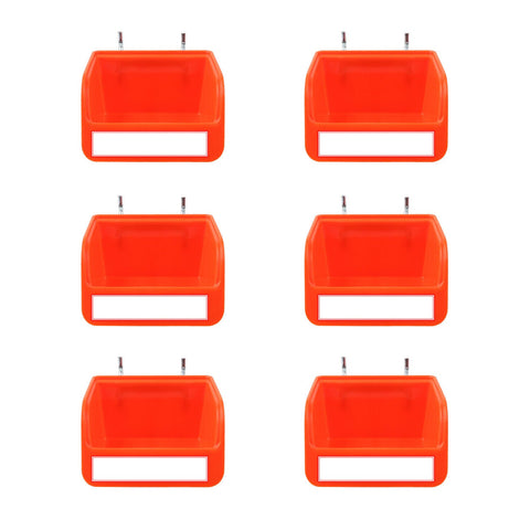 Premium 6 Pack Pegboard Storage Bins with Steel Hooks