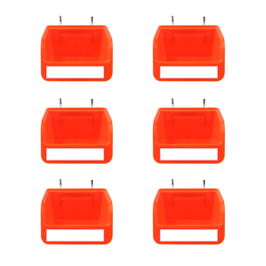 Premium 6 Pack Pegboard Storage Bins with Steel Hooks