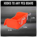Premium 6 Pack Pegboard Storage Bins with Steel Hooks