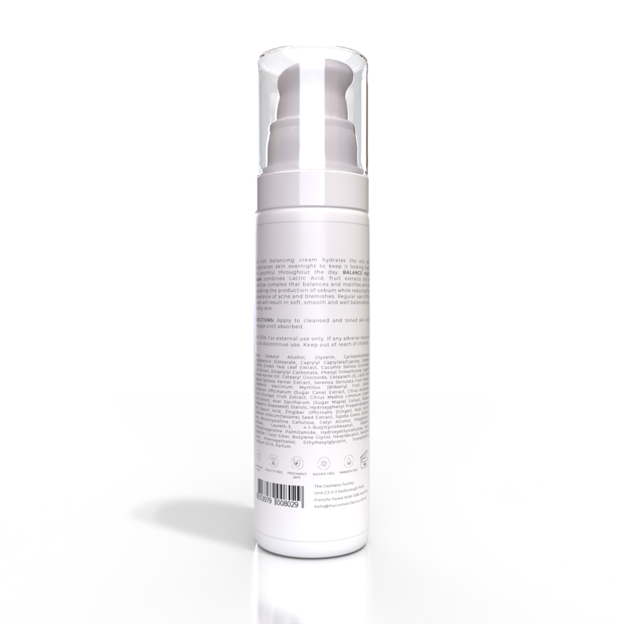 BALANCE Night Cream 50ML | Hydrating Cream for Oily/Combination Skin, Sebum Regulation - SuperSaverAU - view 1