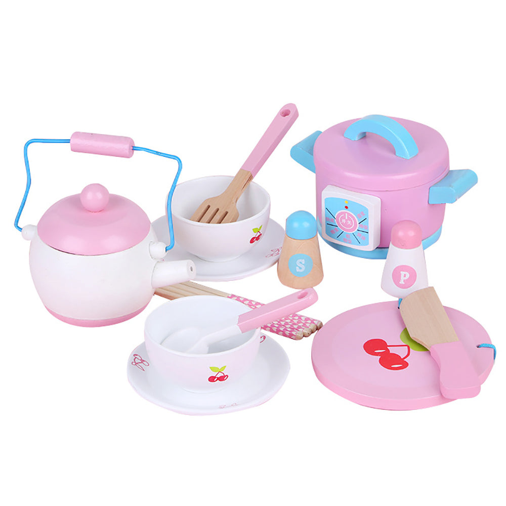 Kids Wooden Kitchen Tea Set Pretend Play - SuperSaverAU - view 2