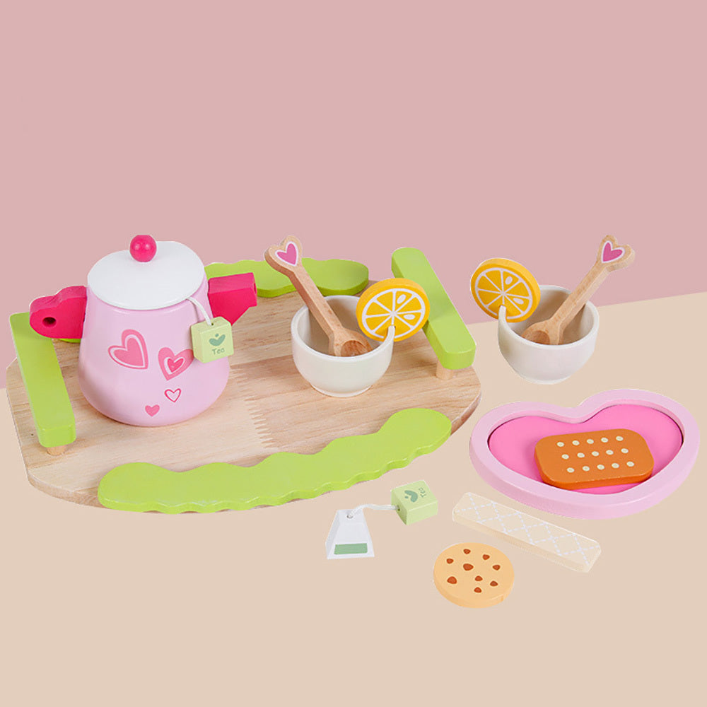 Kids Wooden Kitchen Tea Set Pretend Play - SuperSaverAU - view 3