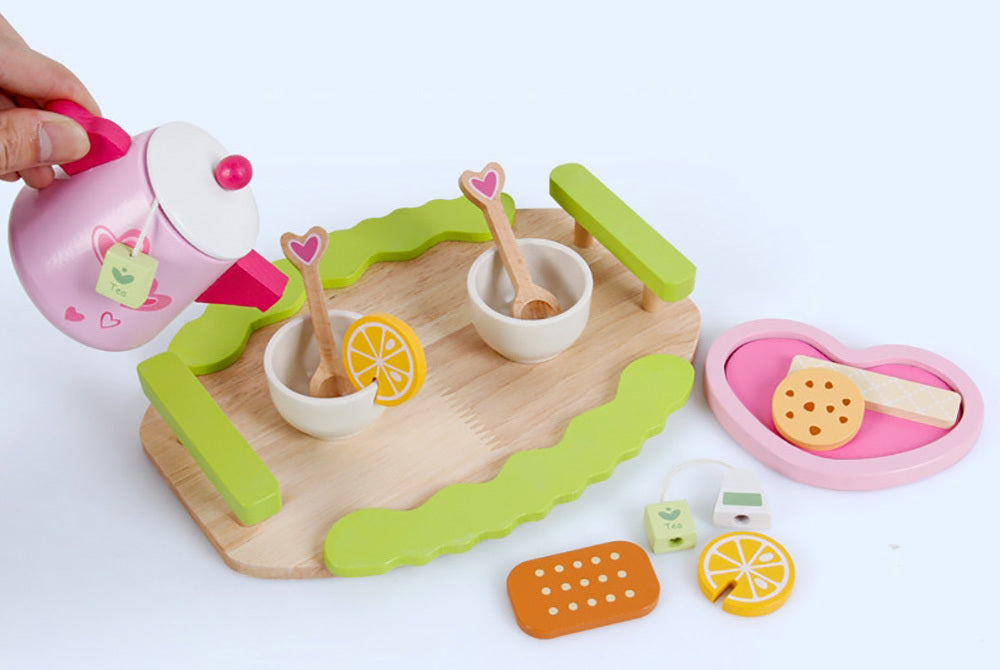 Kids Wooden Kitchen Tea Set Pretend Play - SuperSaverAU - view 4