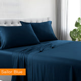 Sailor Blue 1200TC Cotton Polyester Blend Sheet Set King - Soft, Durable, Wrinkle-Resistant