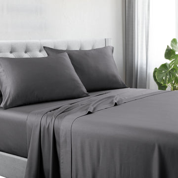 Charcoal King Single 1200TC Cotton Polyester Blend Sheet Set - Soft & Durable