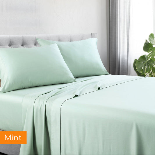 1200TC Cotton Rich Sheet Set King Single Mint - Soft, Durable, Wrinkle-Resistant