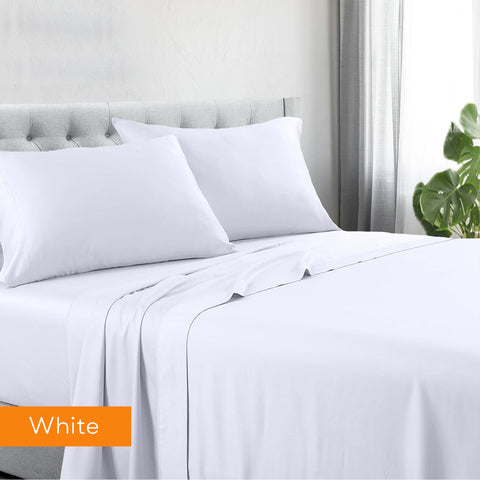 1200TC Cotton Polyester Blend Sheet Set King - White, Wrinkle-Resistant - SuperSaverAU - view 2